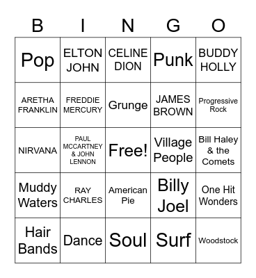 MUSIC! MUSIC! MUSIC! Bingo Card