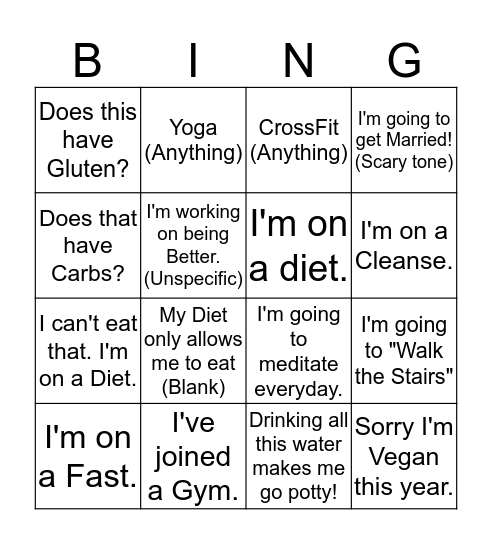 Resolution BINGO Card