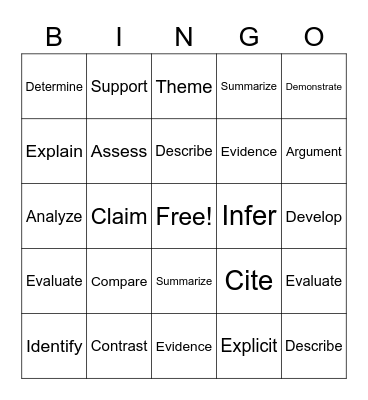 Test Prep Bingo Card