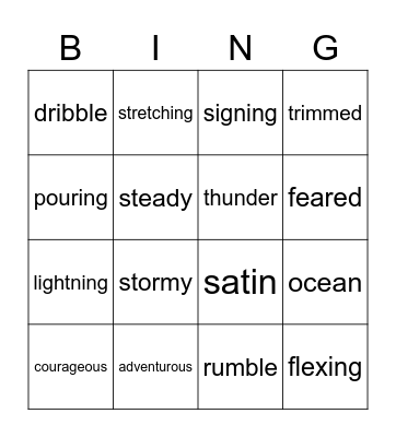 Unit words Bingo Card