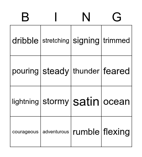 Unit words Bingo Card