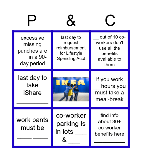P&C "Bingo" Bingo Card