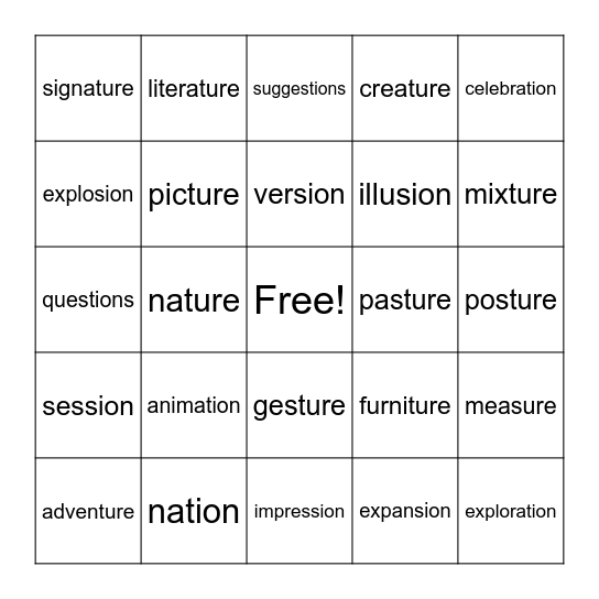 Untitled Bingo Card