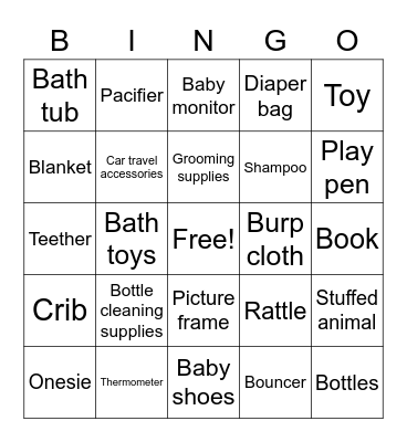 Baby shower bingo Card