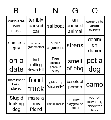Picnic at the Prom Bingo Card