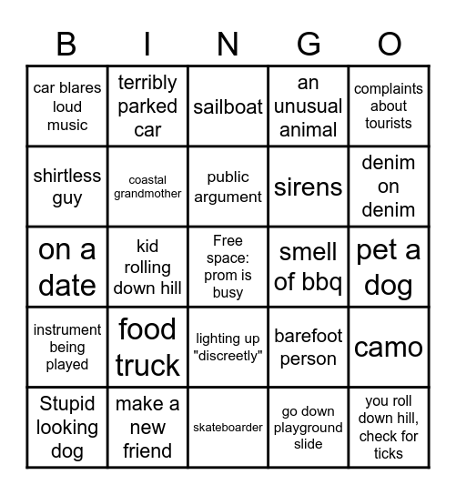 Picnic at the Prom Bingo Card