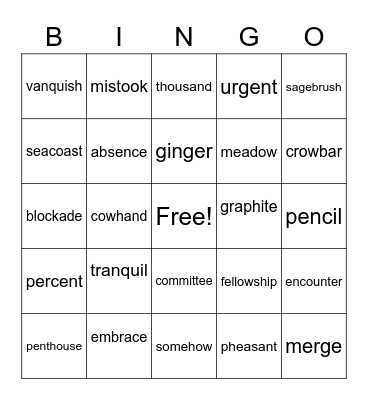 BINGO Phonics for Reading 5th Grade Bingo Card