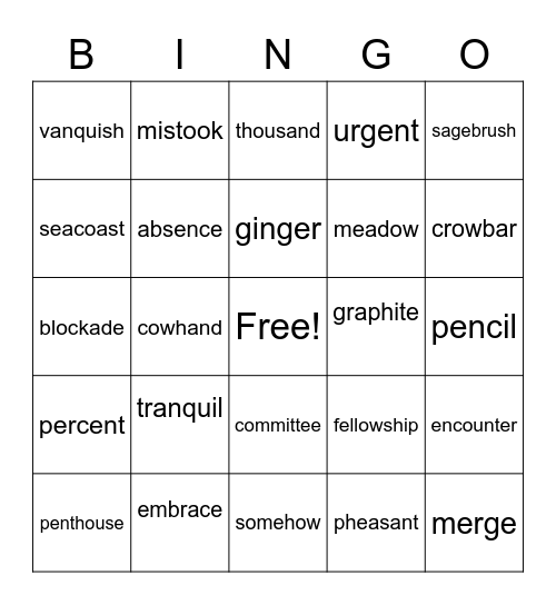 BINGO Phonics for Reading 5th Grade Bingo Card