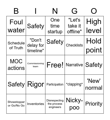 Restart Meeting BINGO Card