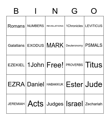 Bible Books Bingo Card