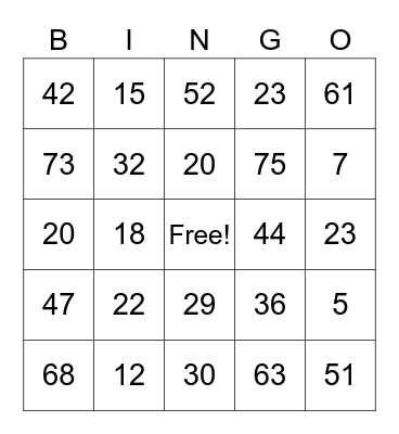 Birthday Bingo Card