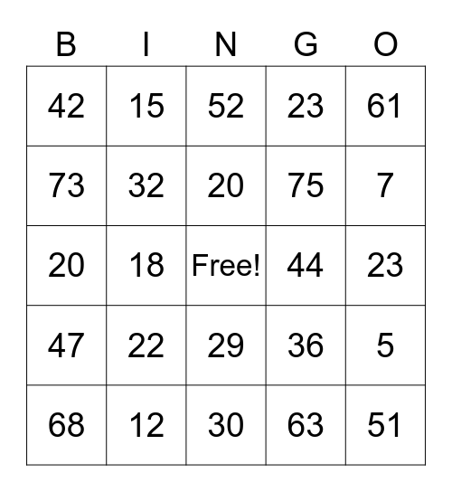 Birthday Bingo Card