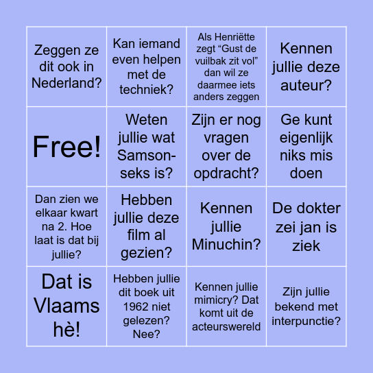 GUST’S GEWELDIGE GEZEGDES BINGO Card