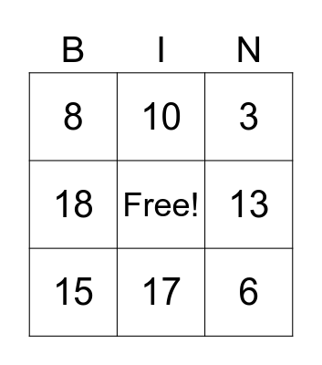 numeros 1   10 Bingo Card