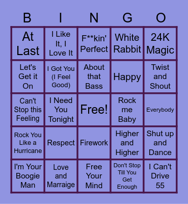 MUSIC BINGO at the Ann Arbor Eagles! Bingo Card
