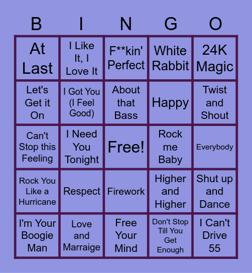MUSIC BINGO at the Ann Arbor Eagles! Bingo Card