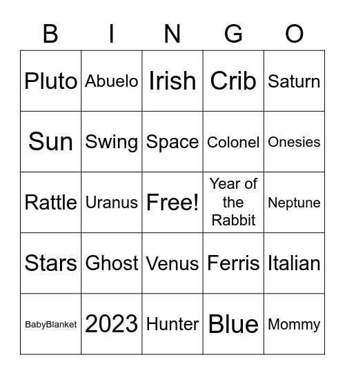 Cadye’s Shower Bingo! Bingo Card