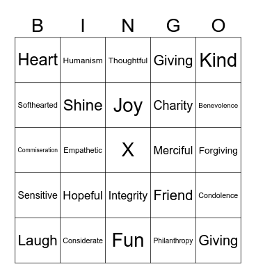Compassion Bingo Card