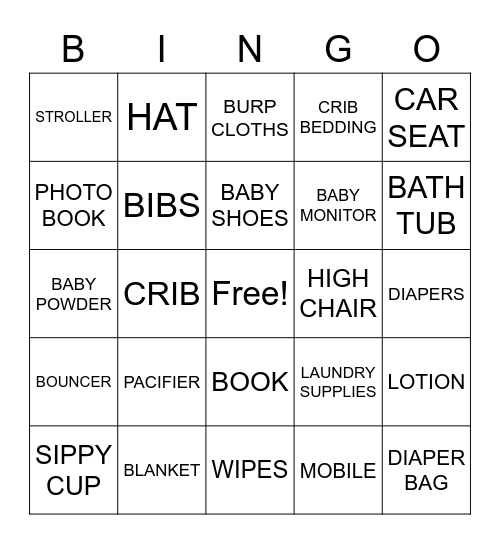 Baby Bingo Card