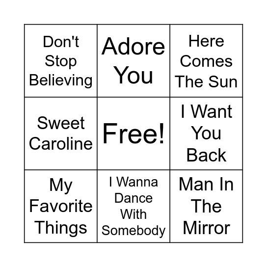 SINGO Bingo Card