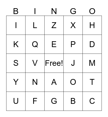 Letters and Sounds Bingo Card