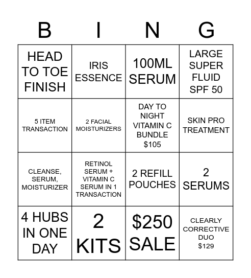 KIEHL'S GLENDALE BINGO 4/14 - 4/16 Bingo Card