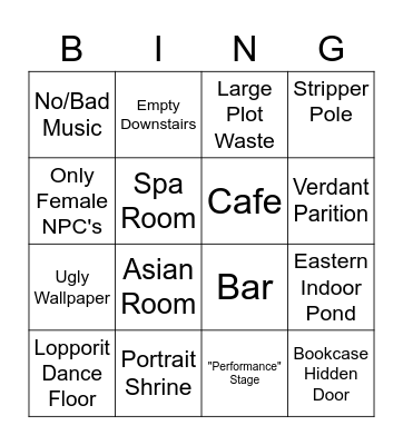 FFXIV Housing Bingo Card