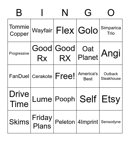 OPL COMMERCIAL Bingo Card