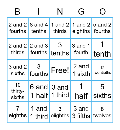 Equal Share Bingo Card