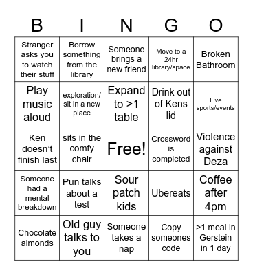 Gerstein Bingo Card