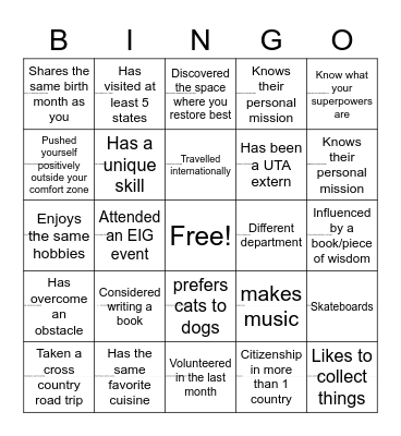 Inclusion Bingo Card