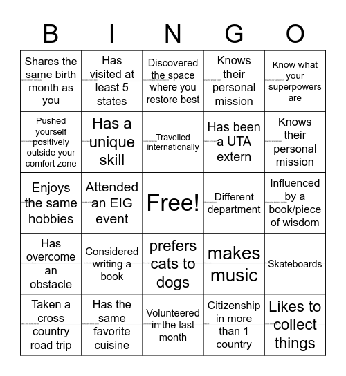 Inclusion Bingo Card