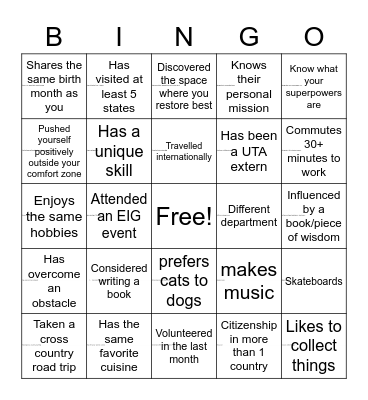 Inclusion Bingo Card