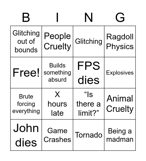 Let’s Game It Out Bingo Card