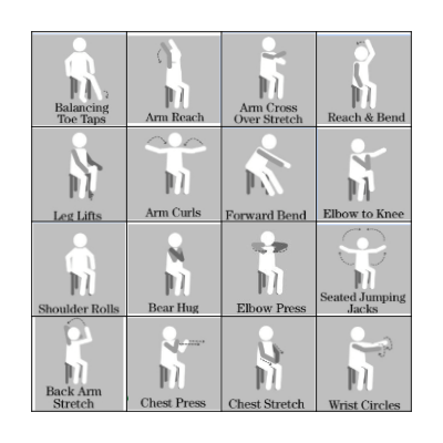 CHAIR FITNESS BINGO Card