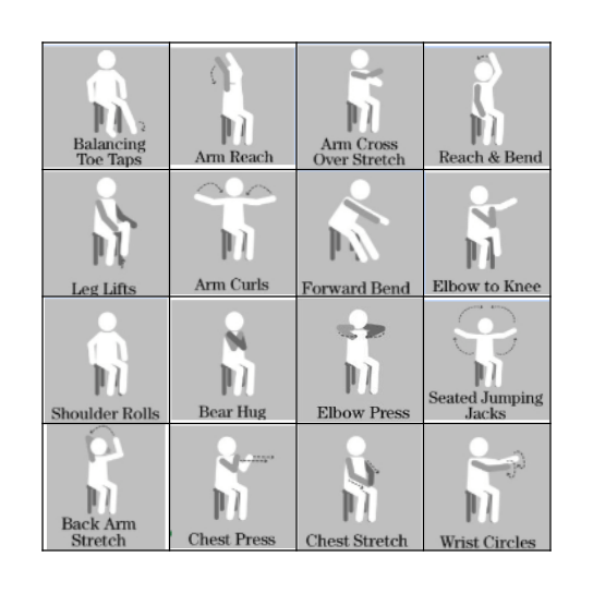 CHAIR FITNESS BINGO Card