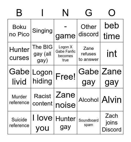 Woody's Wood Bingo Card