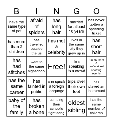 Hancock Family Reunion Bingo Card