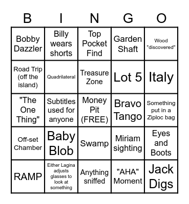 Curse of Oak Island Bingo Card