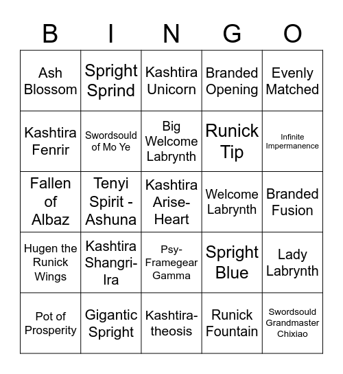 German Open Bingo Card