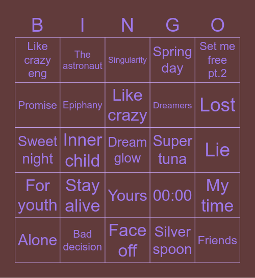 miniminizzLover 🤍💙 Bingo Card
