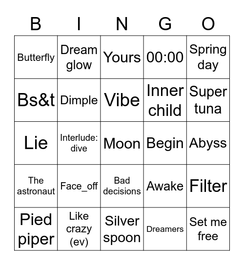 @jeonikkh Bingo Card