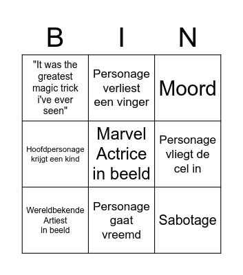 The Prestige Bingo Card