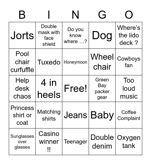 Enchanted Princess Cruise Bingo Card