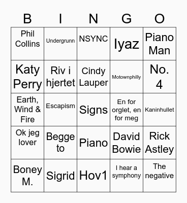 Ekstremt random Bingo Card