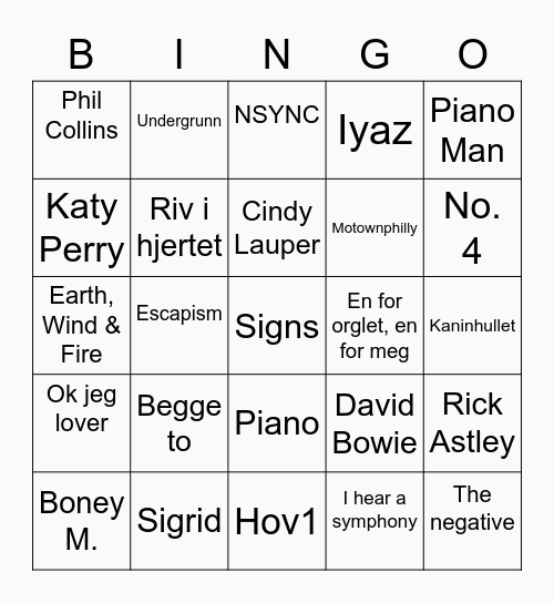 Ekstremt random Bingo Card