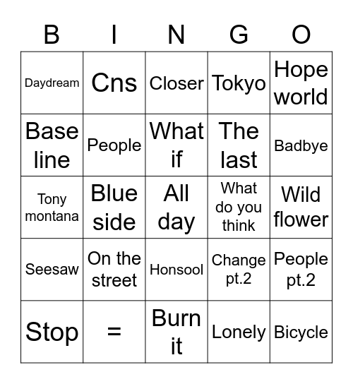 @jeonikkh Bingo Card