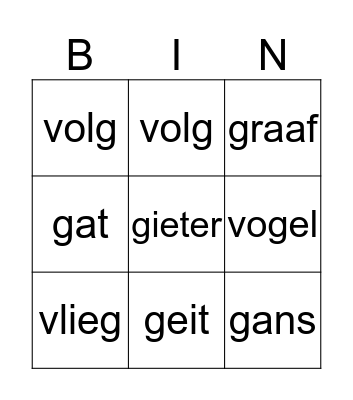 bingo groep 3 Bingo Card