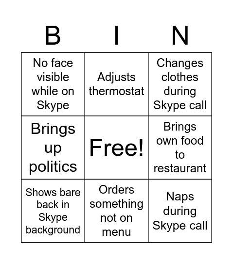Iris Bingo Card
