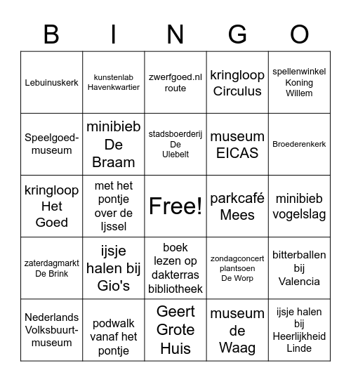 Doen in Deventer Bingo Card